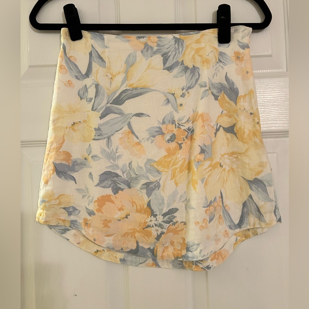 Floral Linen Skirt